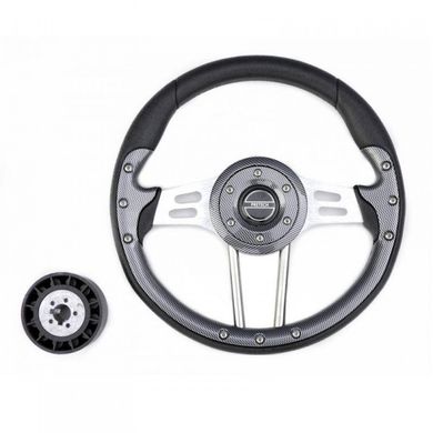 Рулевое колесо Pretech 33 см, PU, спицы серебро, карбон (HD-5166F carbon)