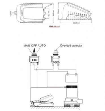 Поплавковый выключатель помпы SEAFLO с фильтром 12 Ампер (SFBS-12-04B)