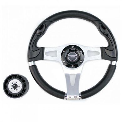 Рулевое колесо Pretech 33 см, PU,спицы серебро, черный (HD-5181 black)