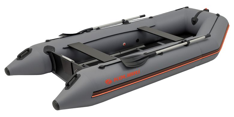 Надувная лодка Колибри КМ-360Д Профи (Kolibri KM-360D) моторная килевая фанерный пайол, тёмно-серая