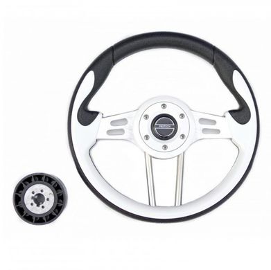 Рулевое колесо Pretech 33 см, PU, спицы серебро, белый (HD-5166G white)