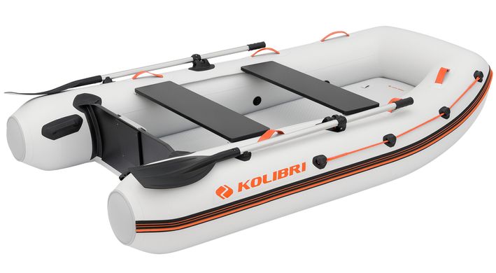 Надувная лодка Колибри КМ-270ХЛ (Kolibri KM-270XL) моторная Air-Deck, светло-серая