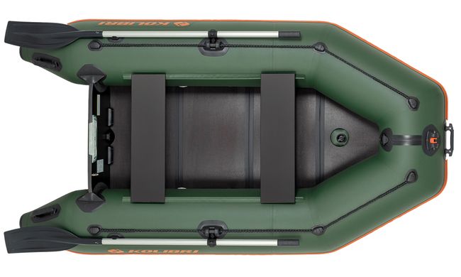 Надувная лодка Колибри КМ-260Д Профи (Kolibri KM-260D) моторная килевая слань-книжка, зелёная