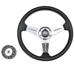 Рулевое колесо Pretech 33 см, PU, спицы хром (QC-5125)