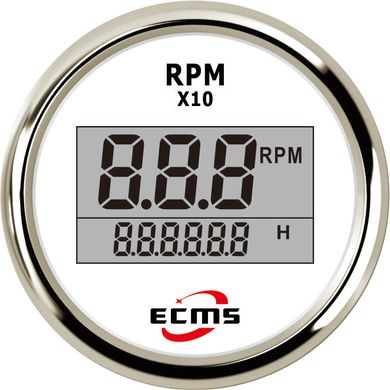 Тахометр со счетчиком моточасов ECMS белый PLT2-WS-RPM (800-00261)
