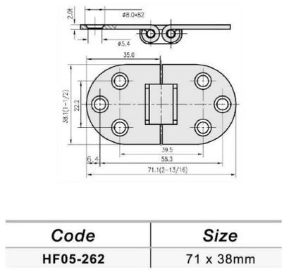 Петля RYE STAMPED HINGES 71х38mm (HF05-262)