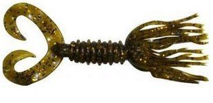 Силикон Big Bite Baits Double Tail Skirted Grub 5" Green Pumpkin Cooper Flake 8 шт (1838.01.12)