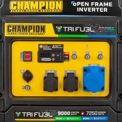 Генератор инверторный Champion C9000BT TriFuel трехтопливный, открытого типа (501176-UA)