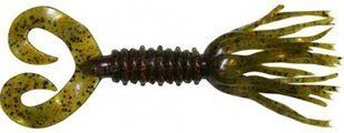Силикон Big Bite Baits Double Tail Skirted Grub 5" Pumpkin PPR GREEN 8 шт (1838.01.09)