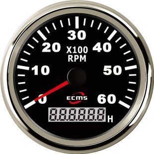 Тахометр со счетчиком моточасов ECMS черный PMH3-BS-6K (900-00014)