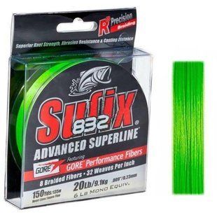 Шнур Sufix 832 BRAID 135 m 0.24 mm 17.8 kg 39 lb Neon Lime