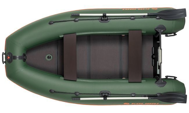 Надувная лодка Колибри КМ-280ДЛ (Kolibri KM-280DL) моторная килевая слань-книжка, зелёная