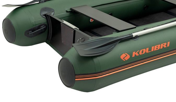 Надувная лодка Колибри КМ-280ДЛ (Kolibri KM-280DL) моторная килевая слань-книжка, зелёная