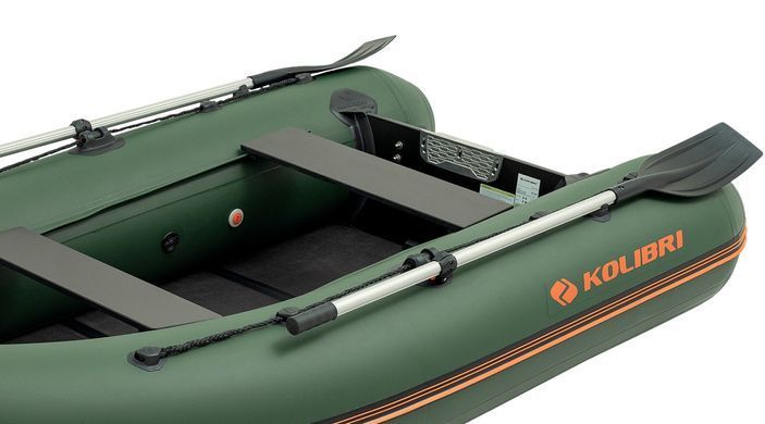 Надувная лодка Колибри КМ-280ДЛ (Kolibri KM-280DL) моторная килевая слань-книжка, зелёная