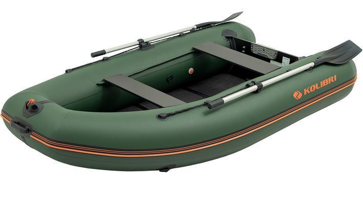 Надувная лодка Колибри КМ-280ДЛ (Kolibri KM-280DL) моторная килевая слань-книжка, зелёная