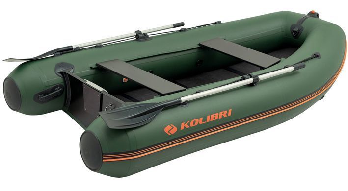 Надувная лодка Колибри КМ-280ДЛ (Kolibri KM-280DL) моторная килевая слань-книжка, зелёная
