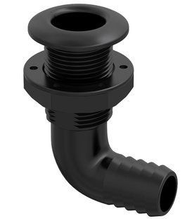 Сливной штуцер угловой с обратным клапаном Seaflo SFTH2 5/8&rdquo;, nylon+GF, черный (SFTH2-0625-02V)