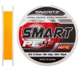 Шнур Favorite Smart PE 4x 150 m #0.3/0.09 mm 2.3 kg оранжевый (1693.10.42)