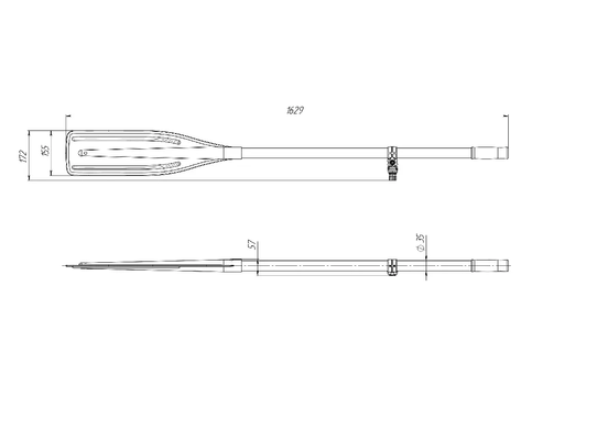 Весла FASTEN в комплекте с уключинами модели Rlp035, L &mdash; 1,6 м (PBp160)