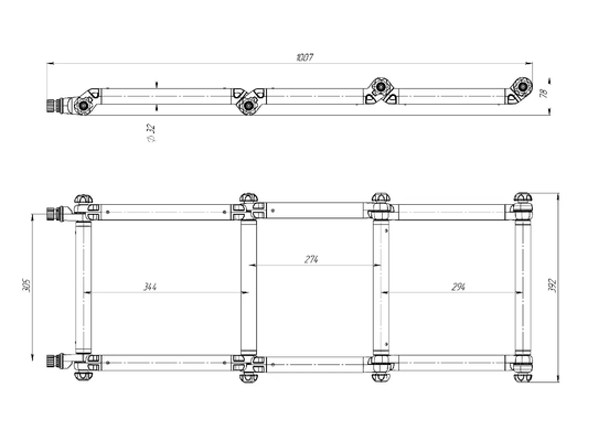 Бортовая раскладная лестница Borika FASTen, L &mdash; 1000 мм, черно-серая (Fl032)