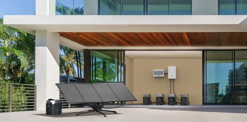 Комплект энергонезависимости EcoFlow PowerStream &ndash; микроинвертор 800W + зарядная станция Delta Pro + 2 x 400W стационарные солнечные панели