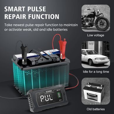 Зарядка HT-RC 10A 12V/24V Battery Charger Car Adaptive Fast Charging Lithium Lifepo4 Lead-Acid (HT-RC 10A BLACK)