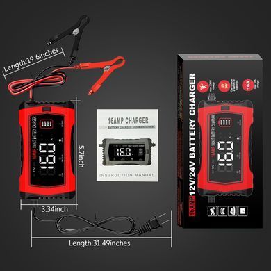 Зарядка HT-RC 12V 16A / 24V 10A Car Battery Charger Lithium LiFePO4 AGM GEL Lead-Acid Batteries (HT-RC 16A)