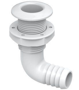 Сливной штуцер угловой с обратным клапаном Seaflo SFTH1 1-1/4&rdquo;, PP+GF, белый (SFTH1-1250-02V)