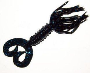 Силикон Big Bite Baits Double Tail Skirted Grub 5" Black Blue Flake 8 шт (1838.01.14)